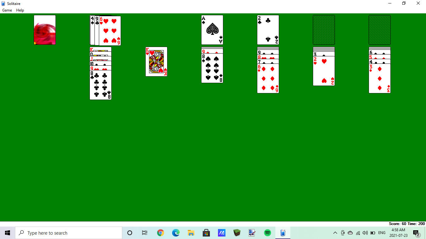 Microsoft Solitaire Basic Computer Game Background