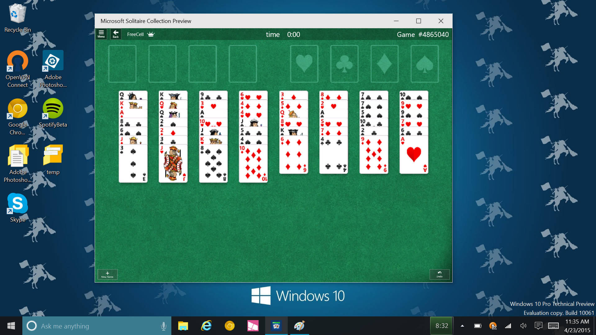 Microsoft Solitaire Computer Game Background