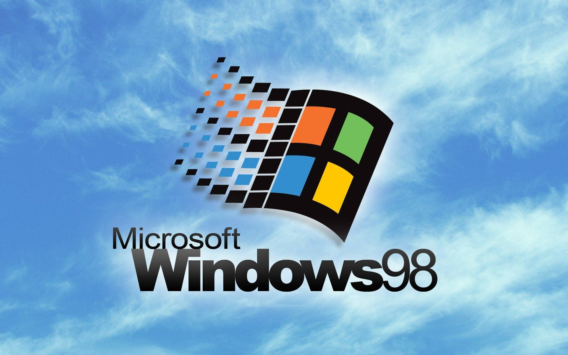 Microsoft Windows 98 Logo In The Sky Background