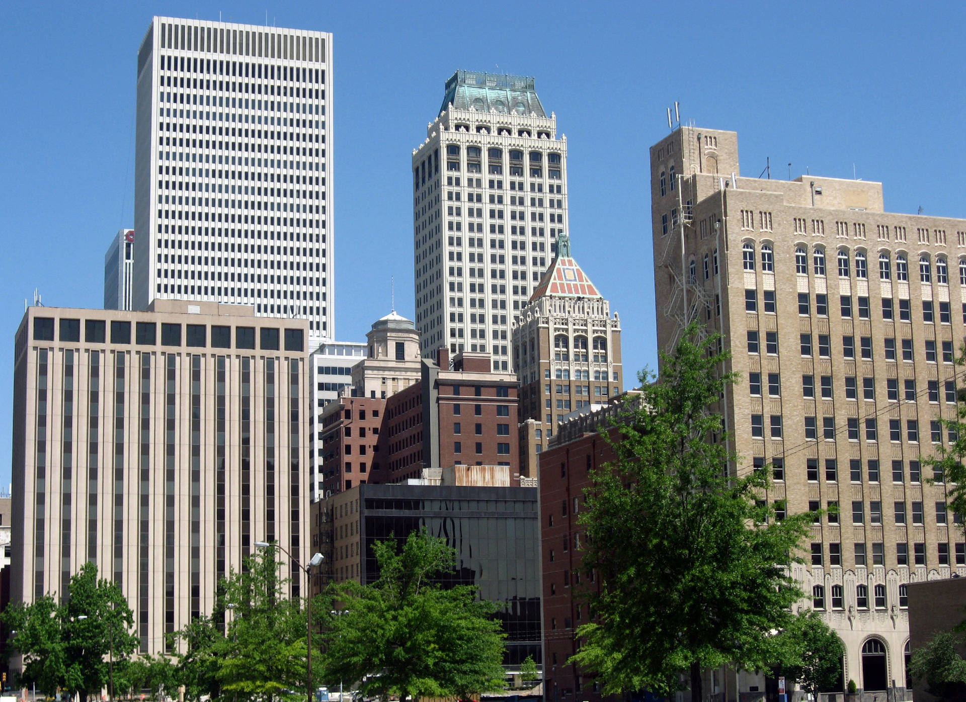 Mid-continent Tower In Tulsa Background