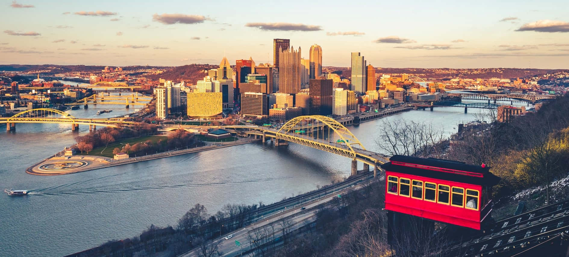 Mid-morning Pittsburgh Skyline From Grandview Background