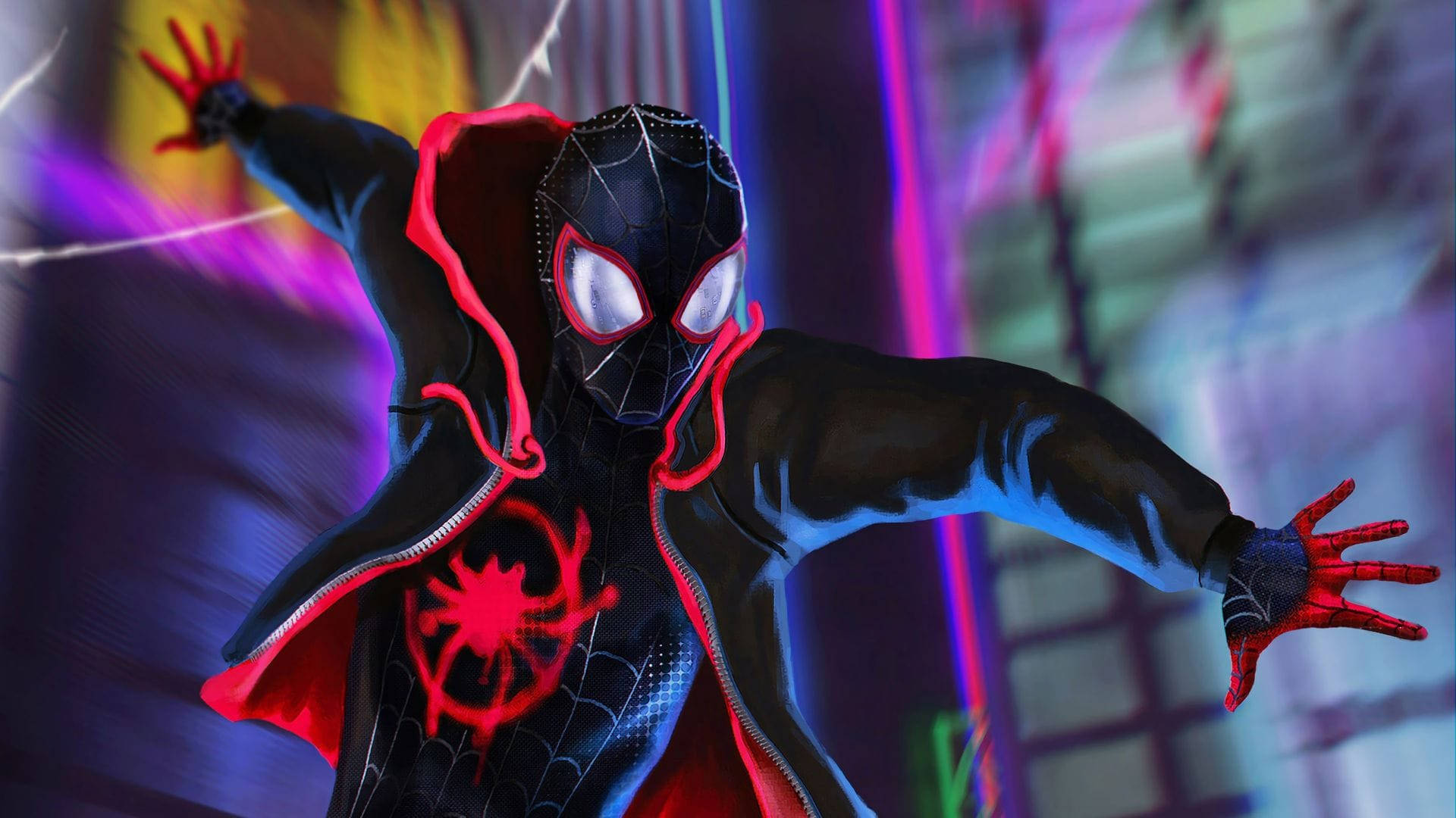 Midair Spider Man Into The Spider Verse Background