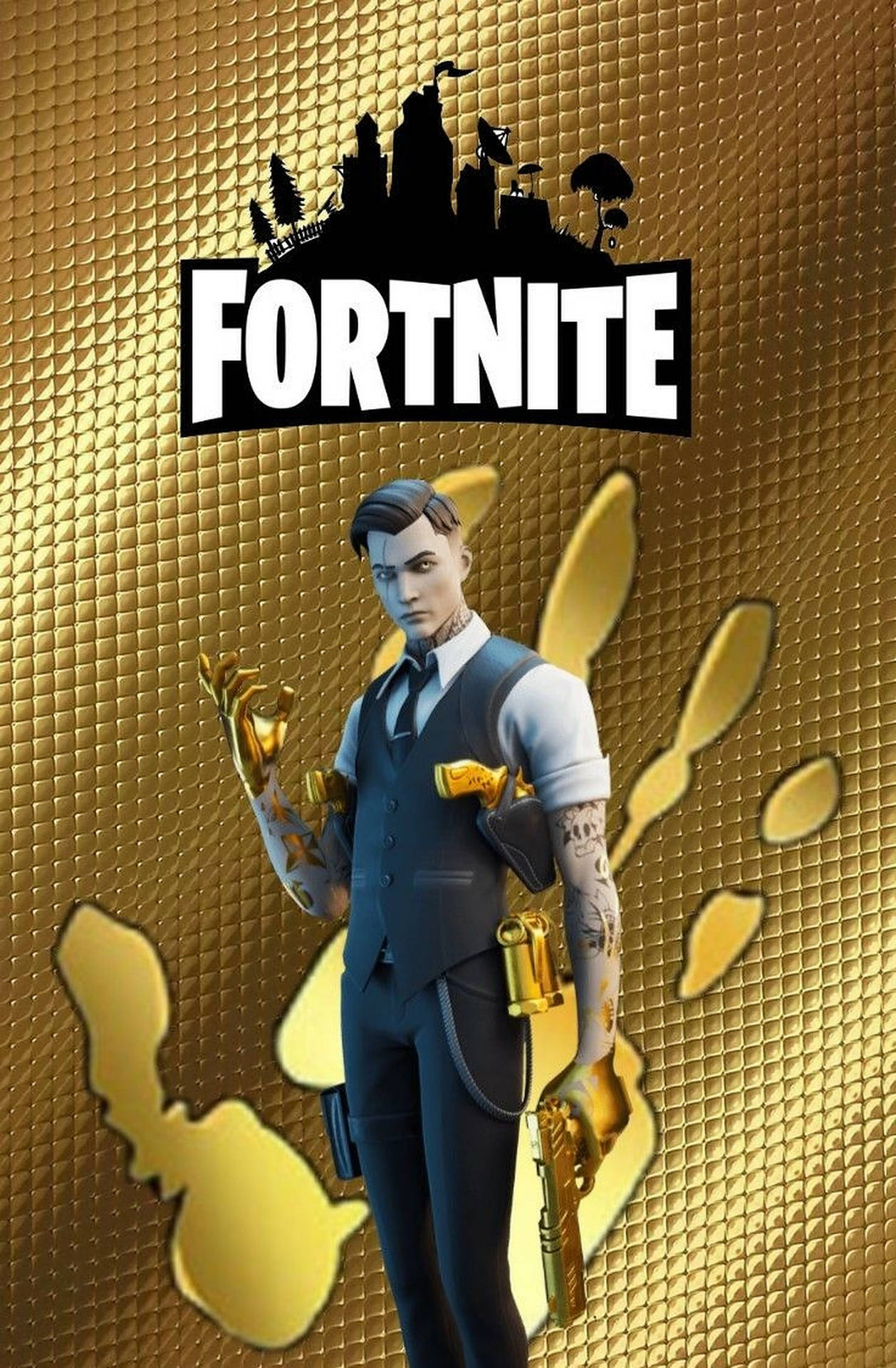 Midas Fortnite Gold Hand Print Background