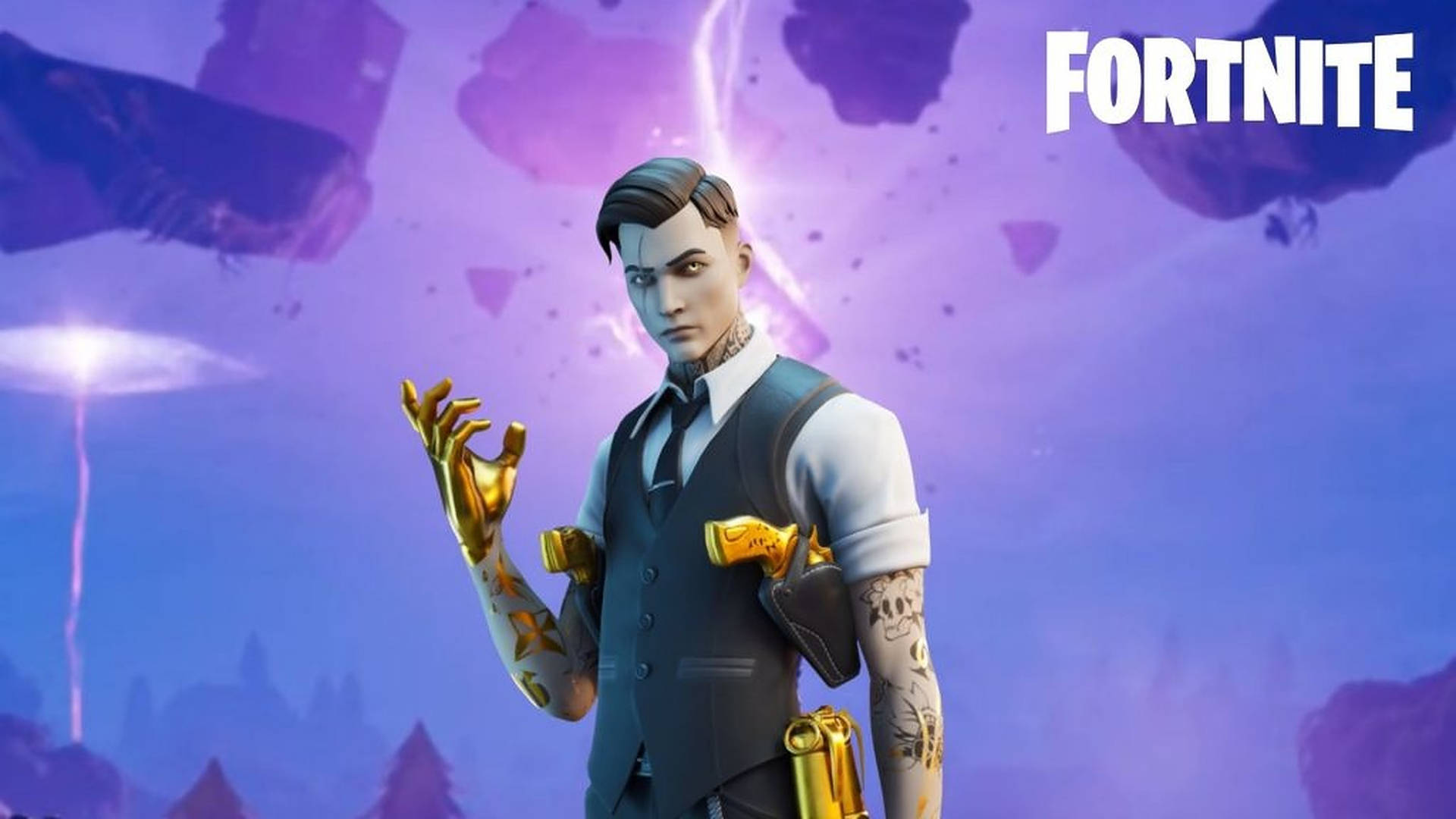 Midas Fortnite Skin Golden Hands Background