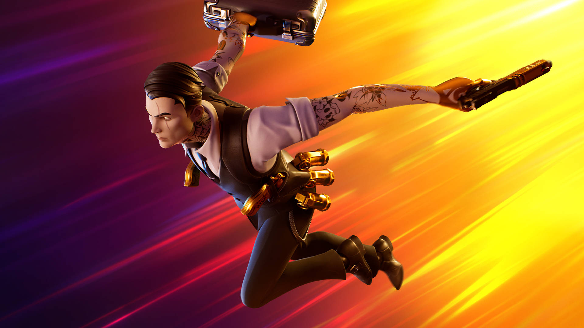 Midas Fortnite Skin Holding Briefcase Background