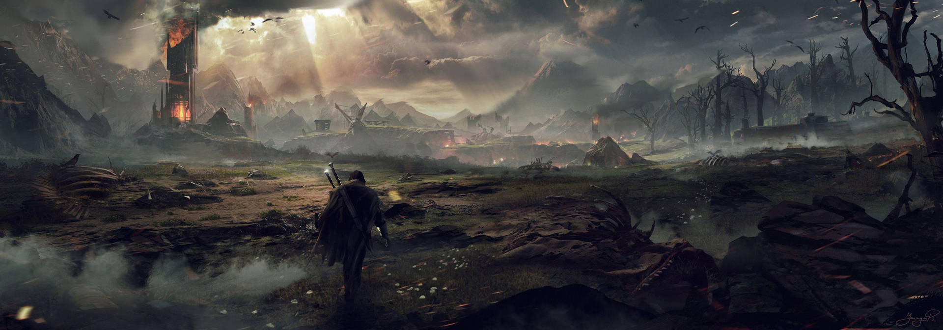 Middle Earth Shadow Of War Talion Barren Wasteland Background