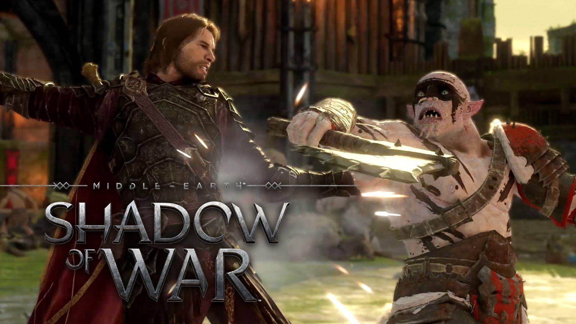 Middle Earth Shadow Of War Talion Fighting Uruk Background