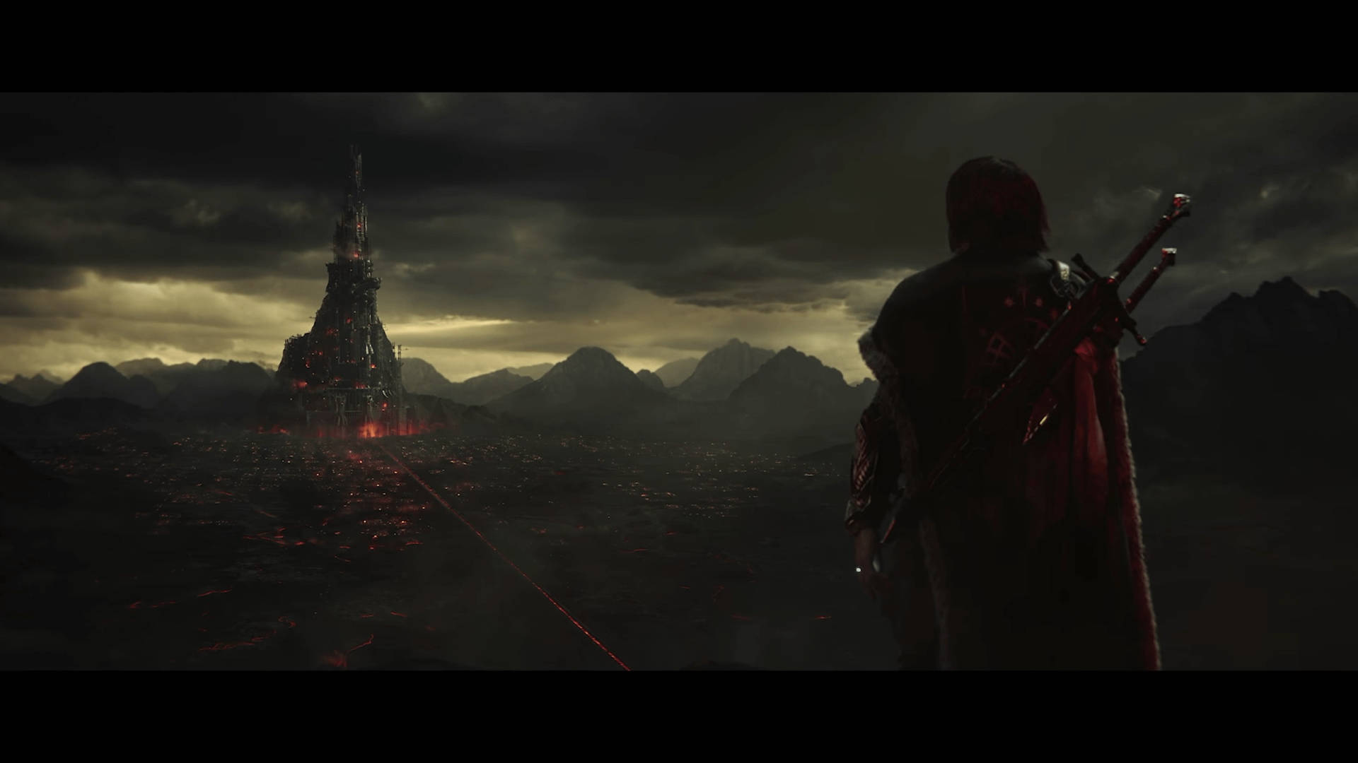 Middle Earth Shadow Of War Talion Staring At Tower Background