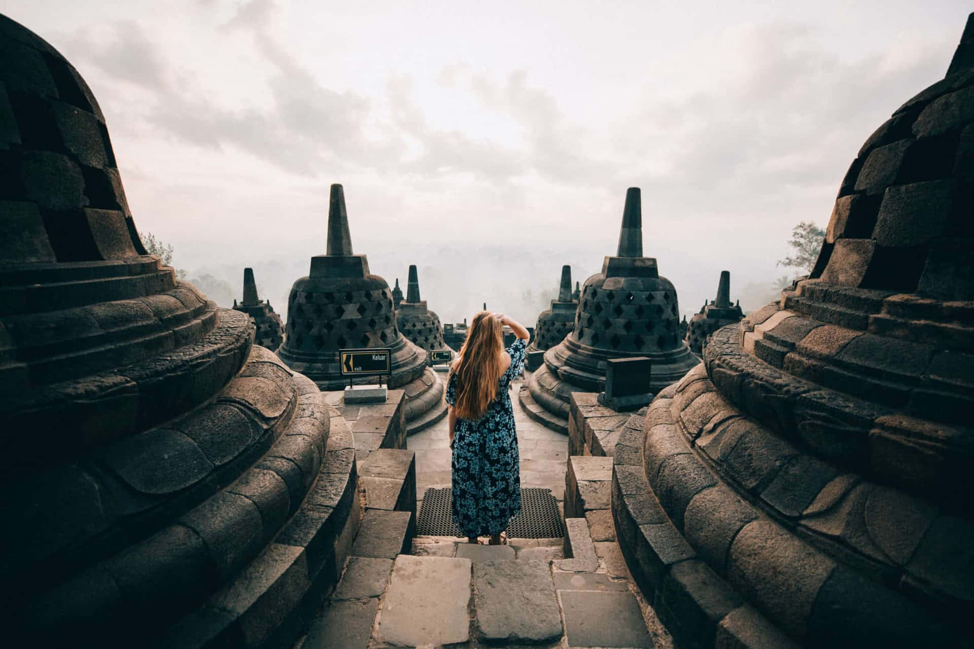 Middle Of Stupas Borobudur Temple Background