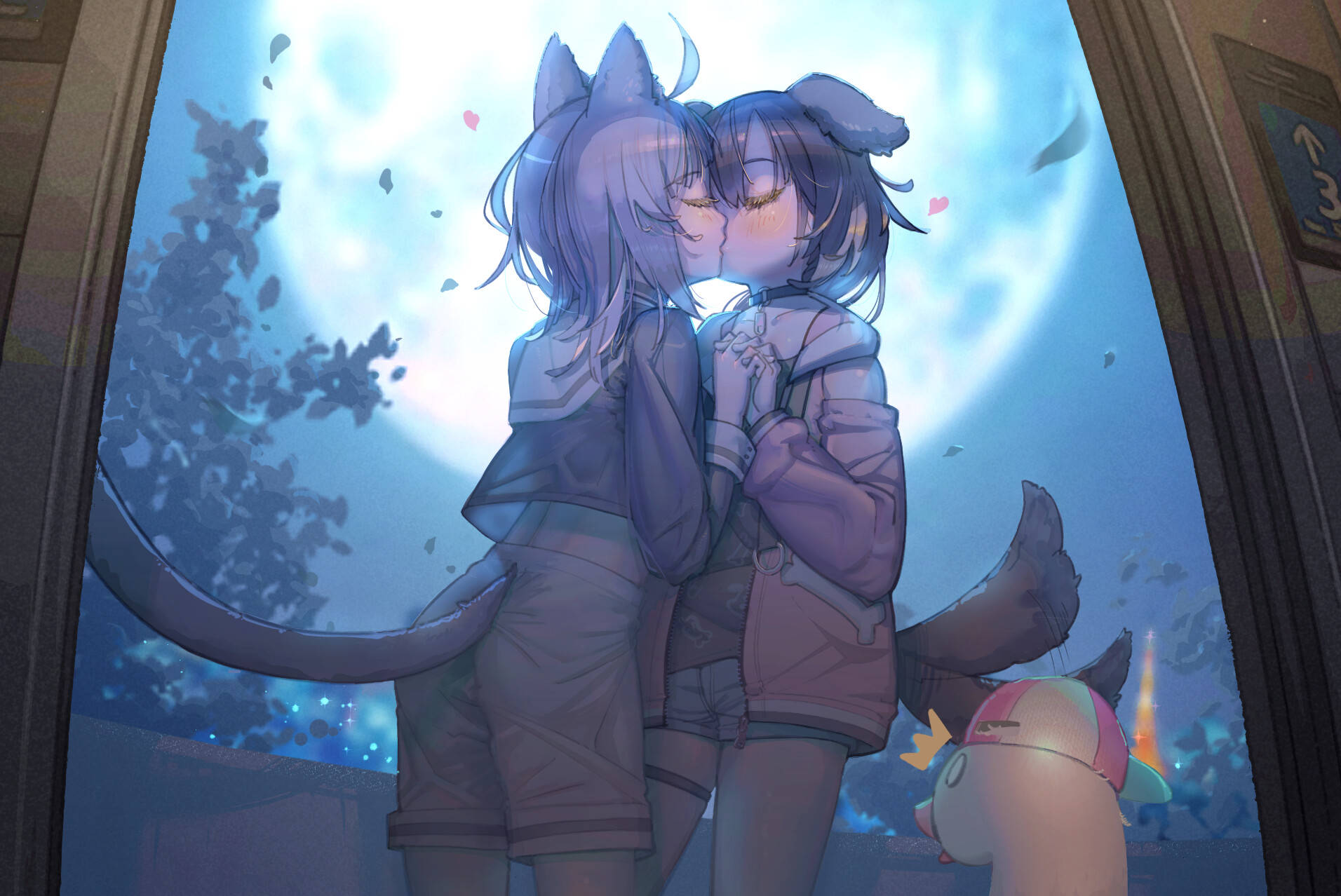 Midnight Girls Kissing Hololive Artwork