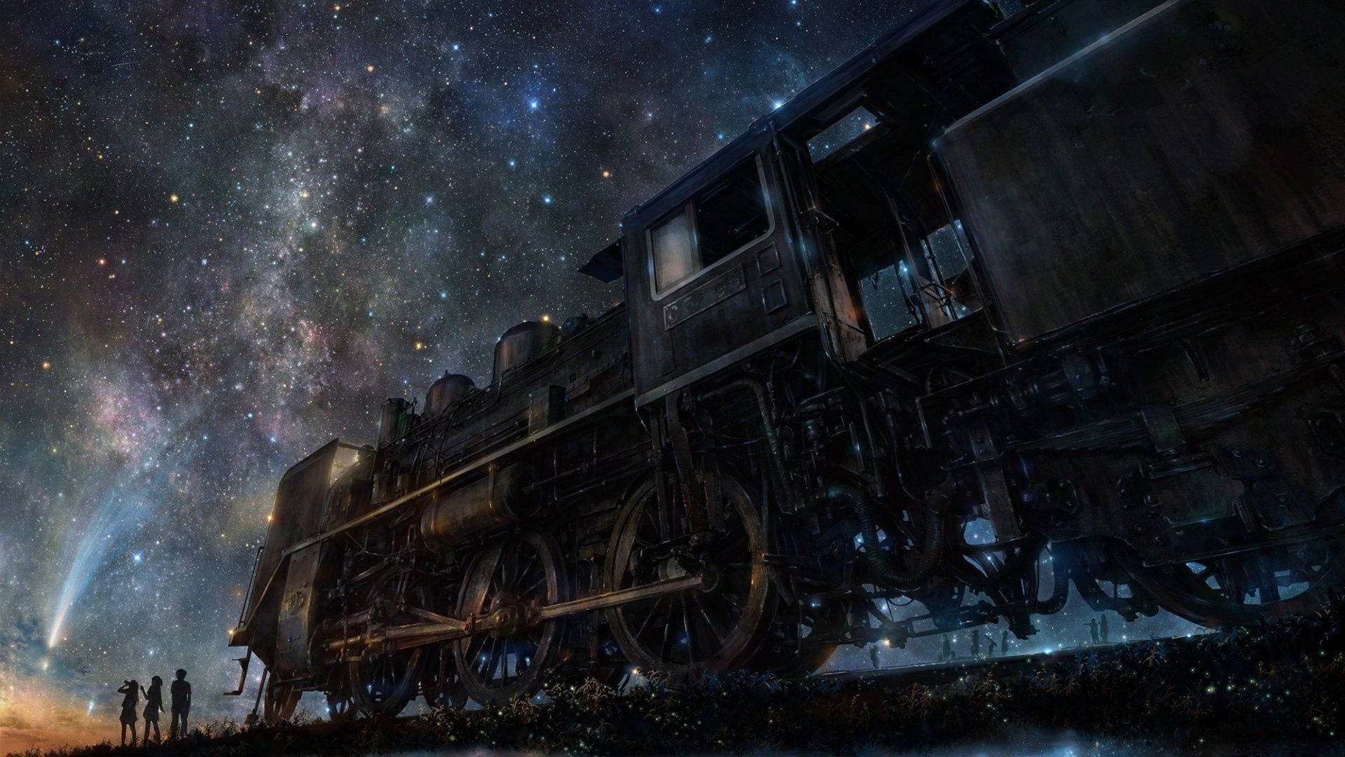 Midnight Train Anime Night Sky