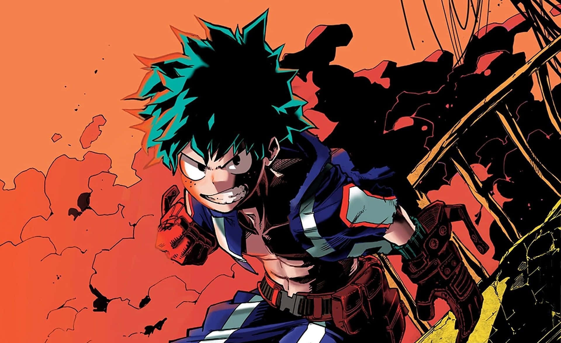 Midoriya Engaging In Battle Deku Aesthetic Background