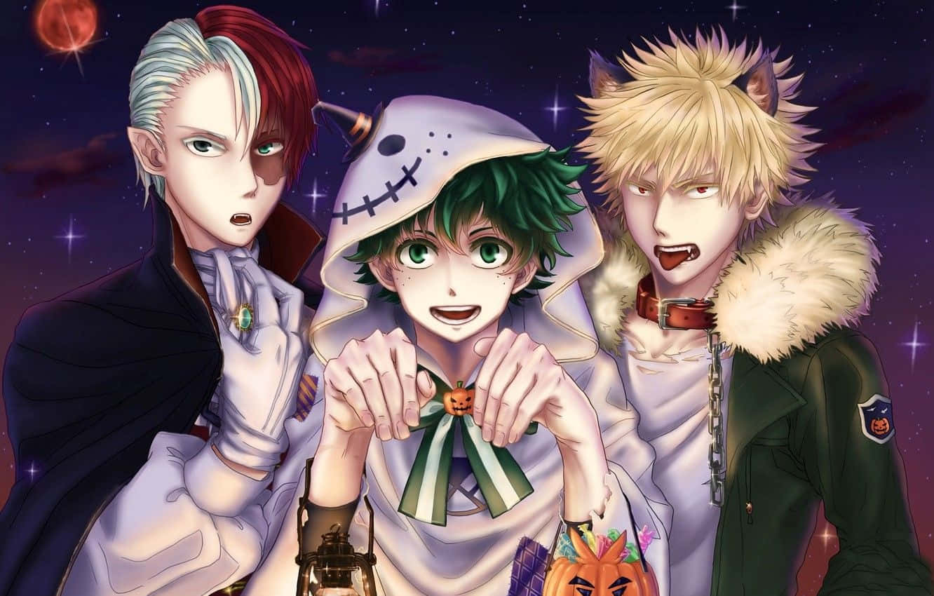 Midoriya Shoto And Hawks My Hero Academia Halloween Background