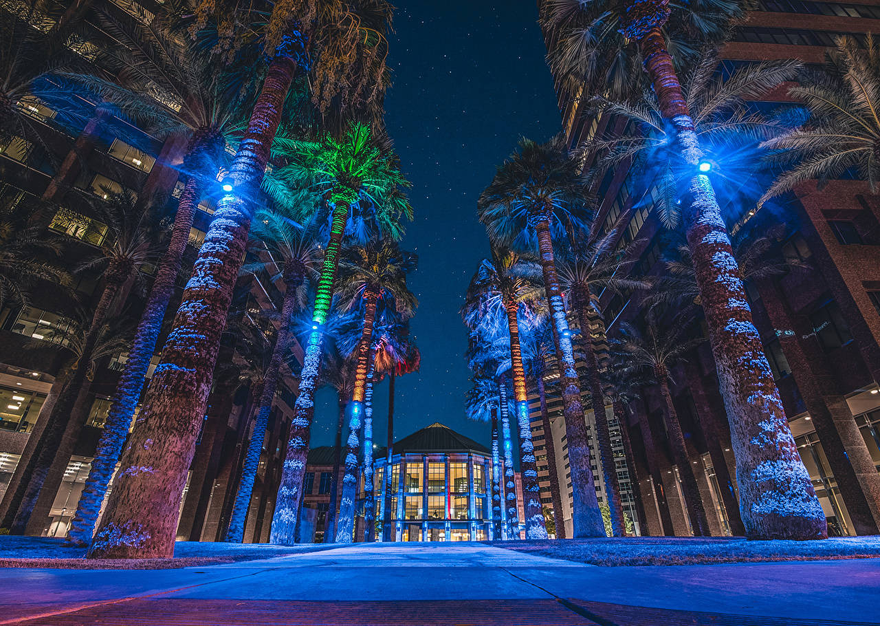 Midtown Phoenix Arizona At Night Background