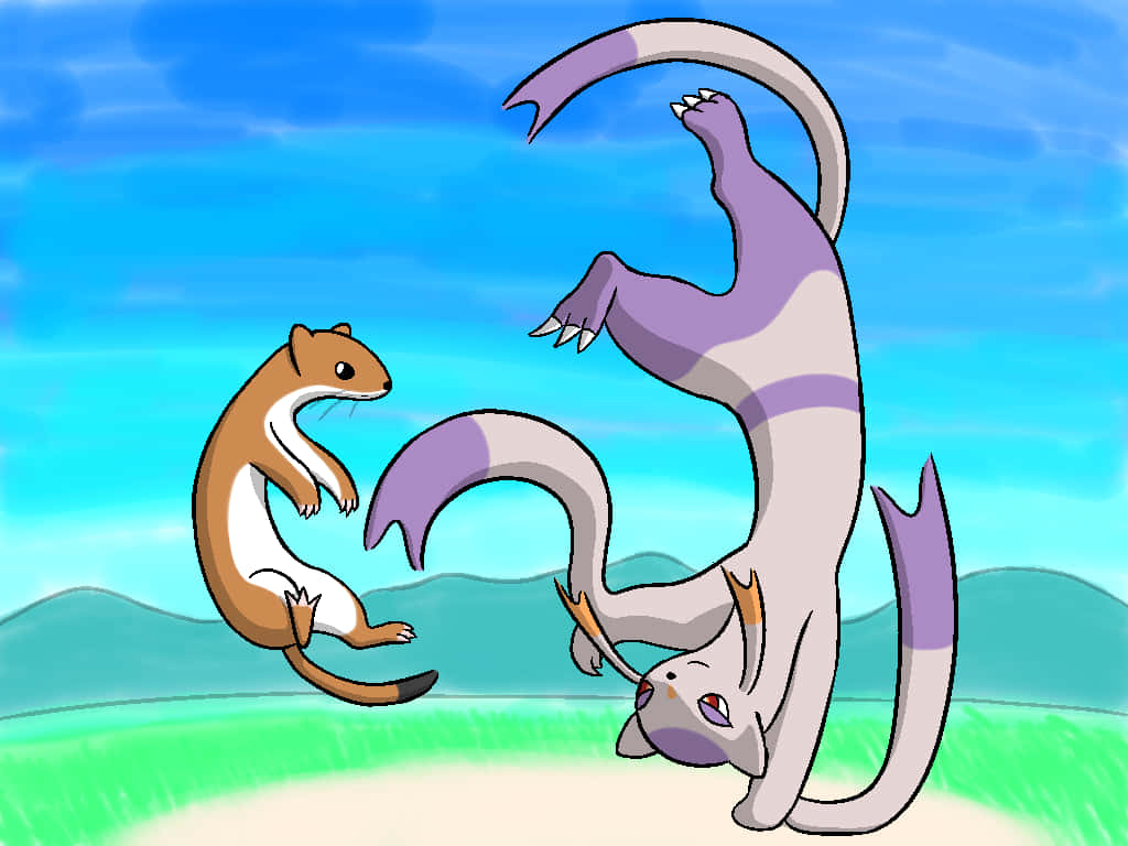 Mienshao And A Weasel Background