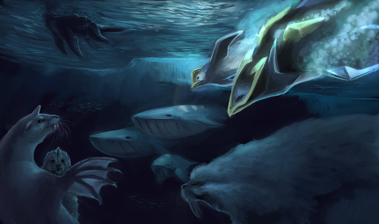 Mighty Empoleon Dominating The Sea Background