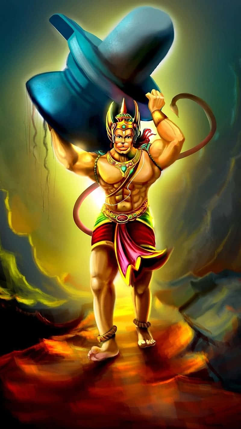 Mighty_ Hanuman_ Lifting_ Mountain Background