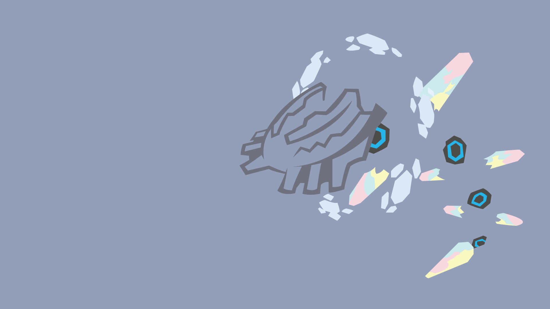 Mighty Mega Steelix In Minimalist Art Background