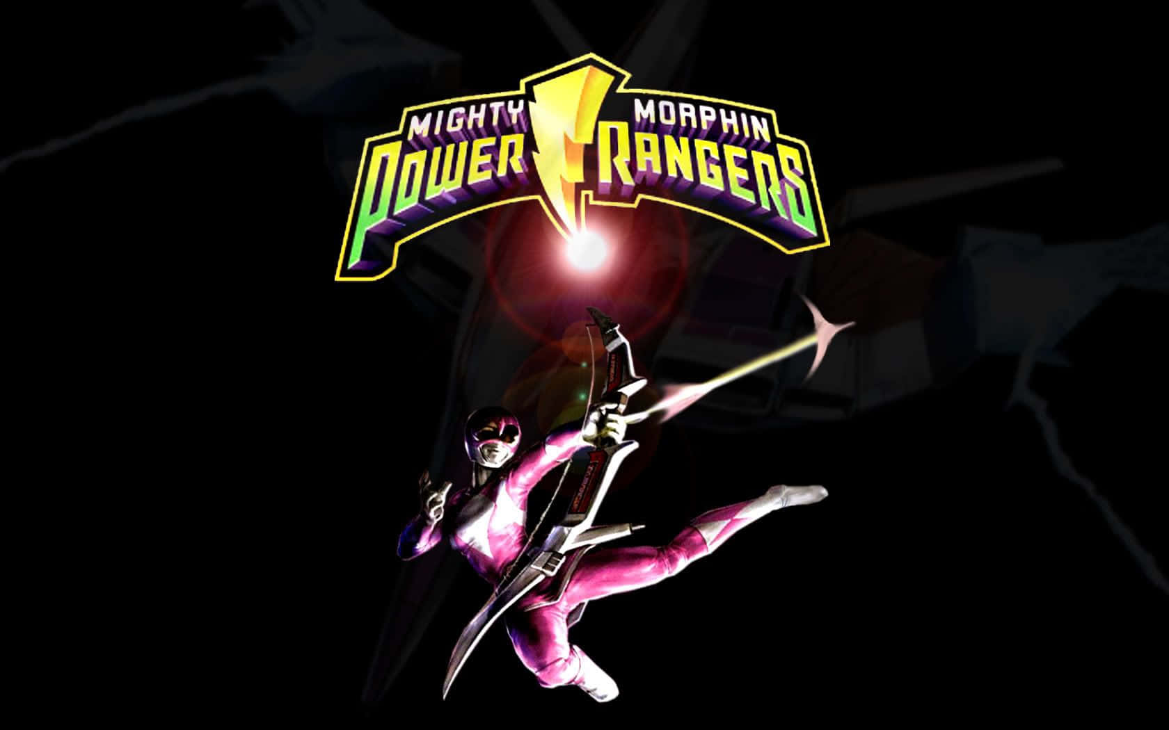 Mighty Morphin Pink Ranger Action Pose Background