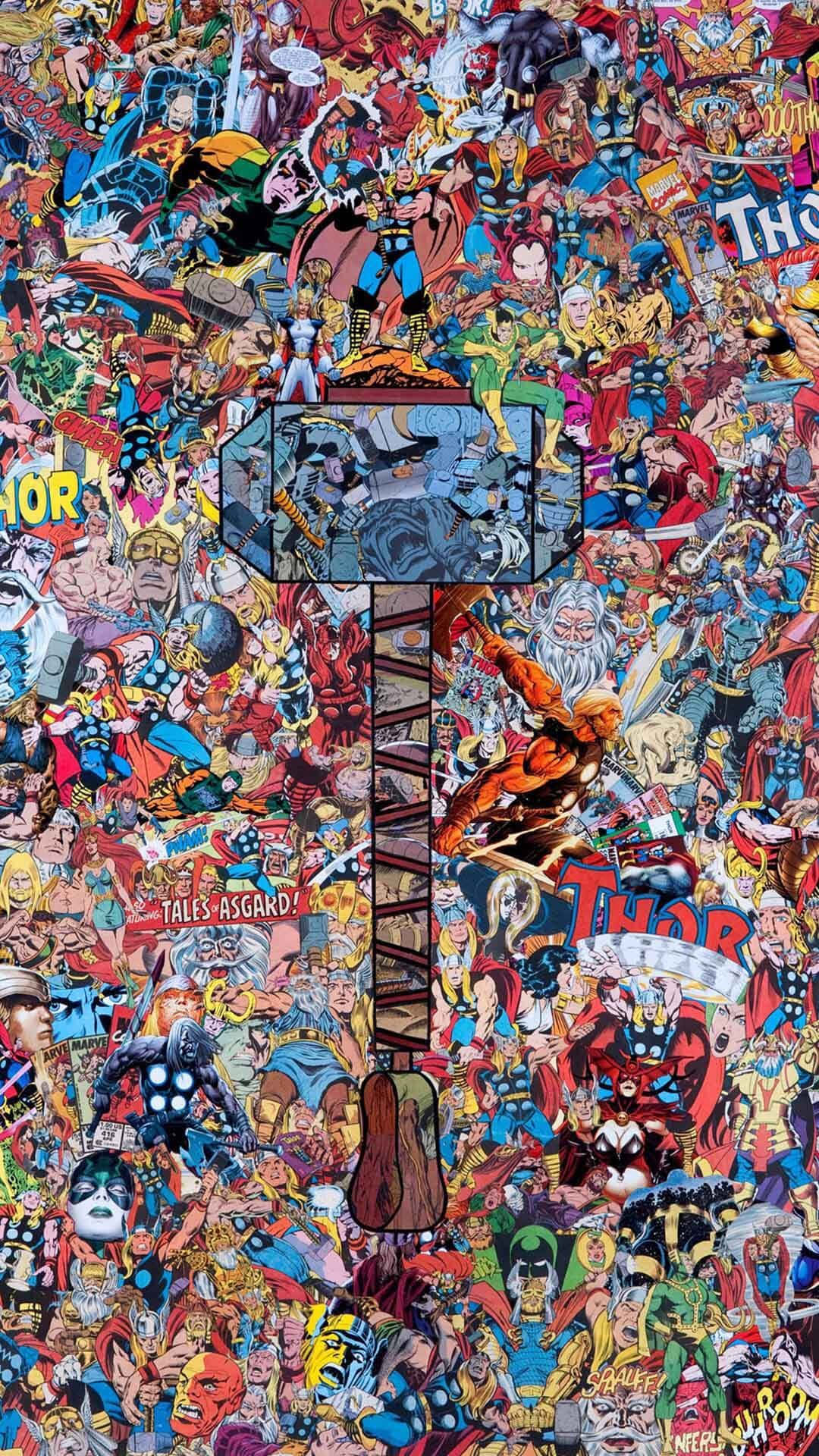 Mighty Thor Superhero Collage Background