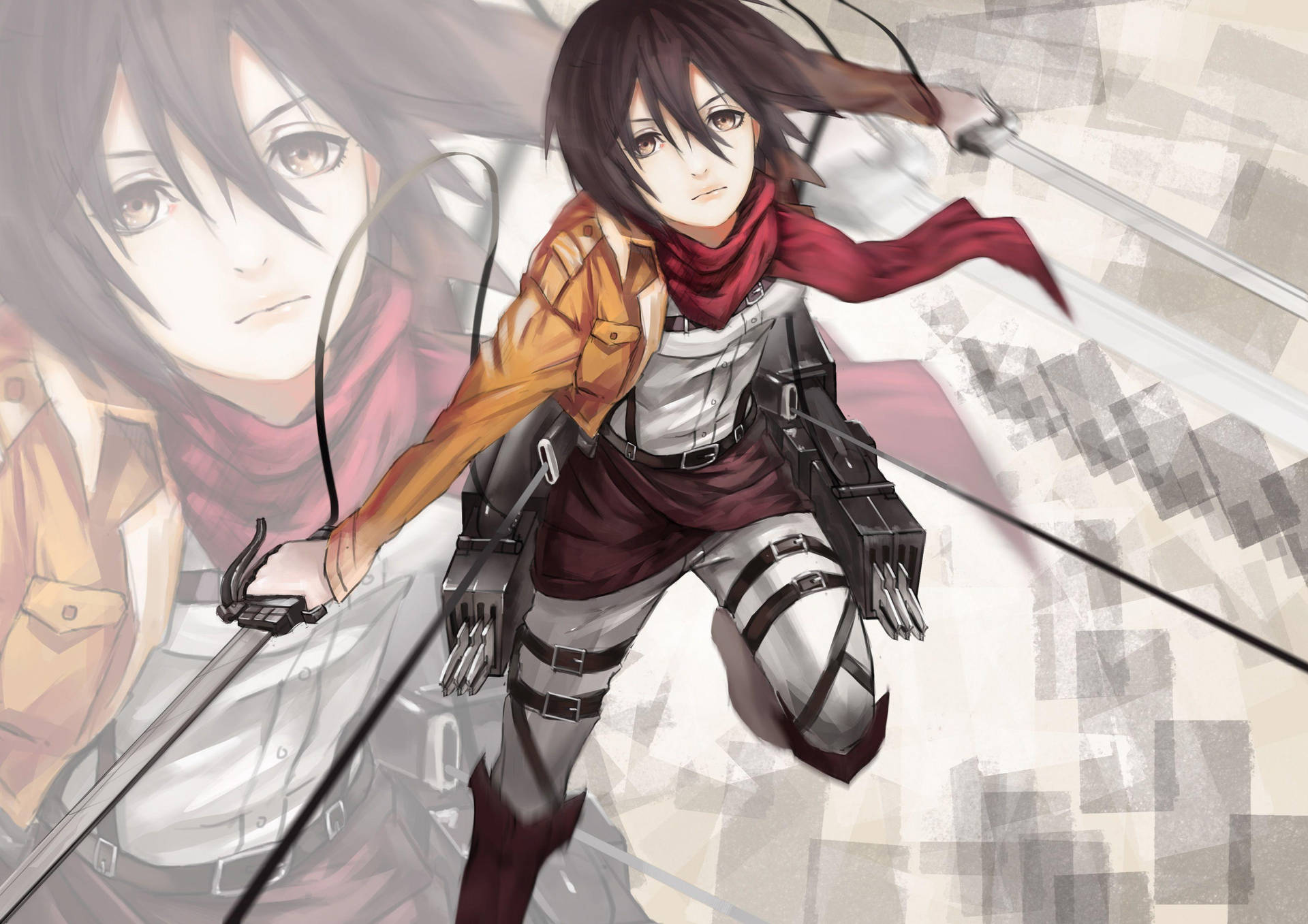 Mikasa Ackerman Battle Ready Background