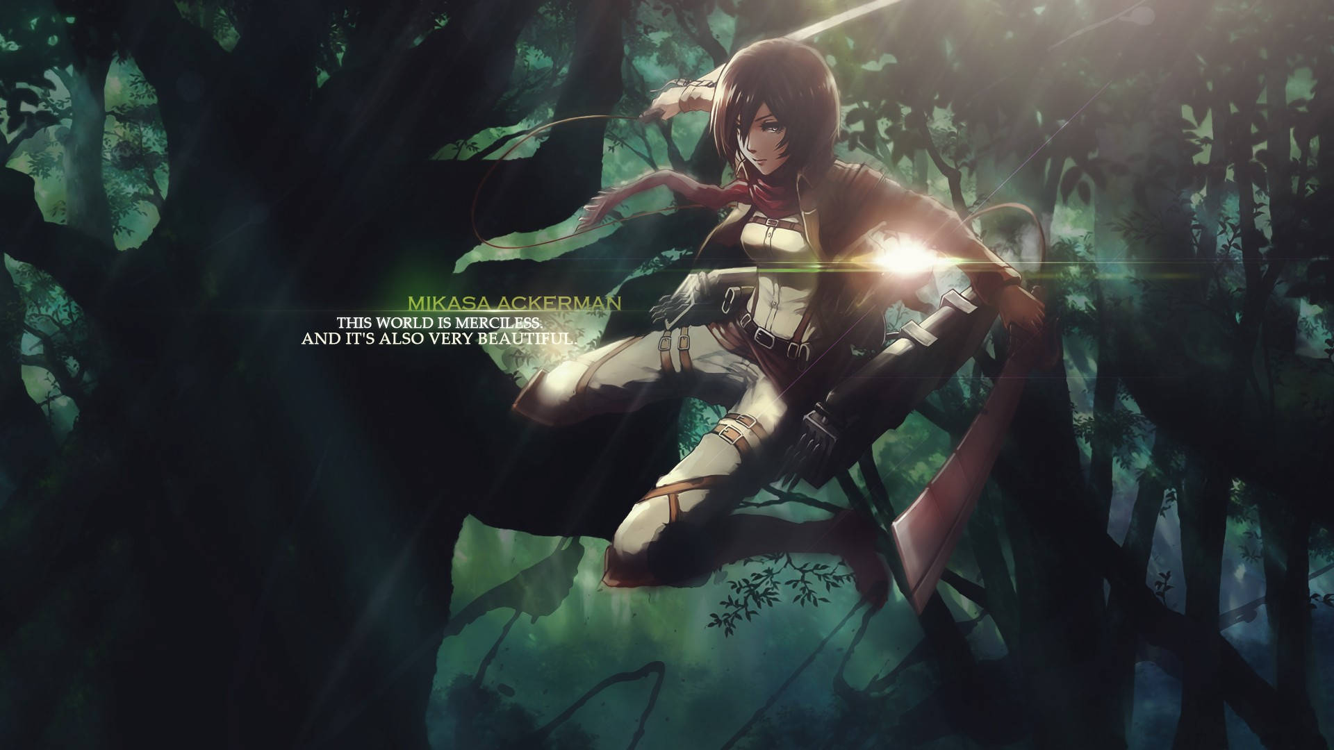 Mikasa Ackerman Dark Forest Background