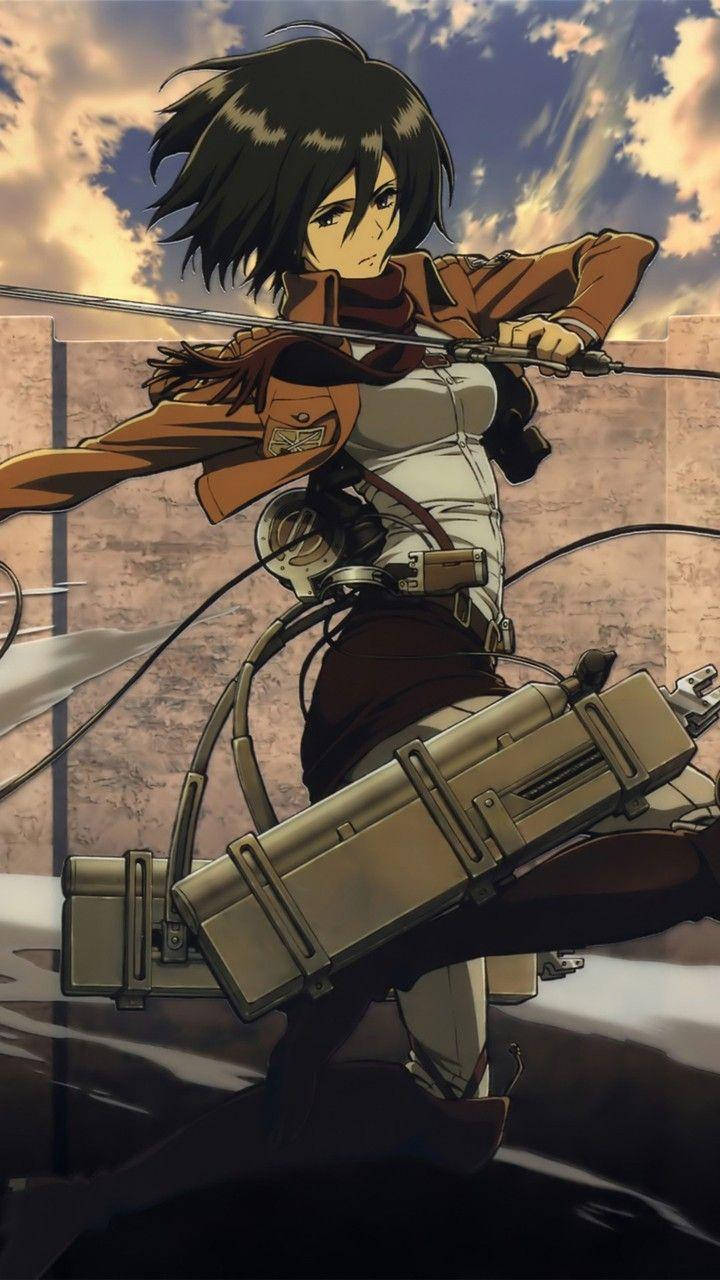Mikasa Ackerman In Action Background