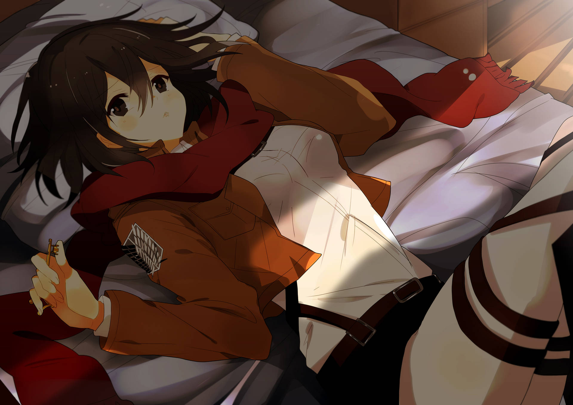 Mikasa Ackerman In Bed Background