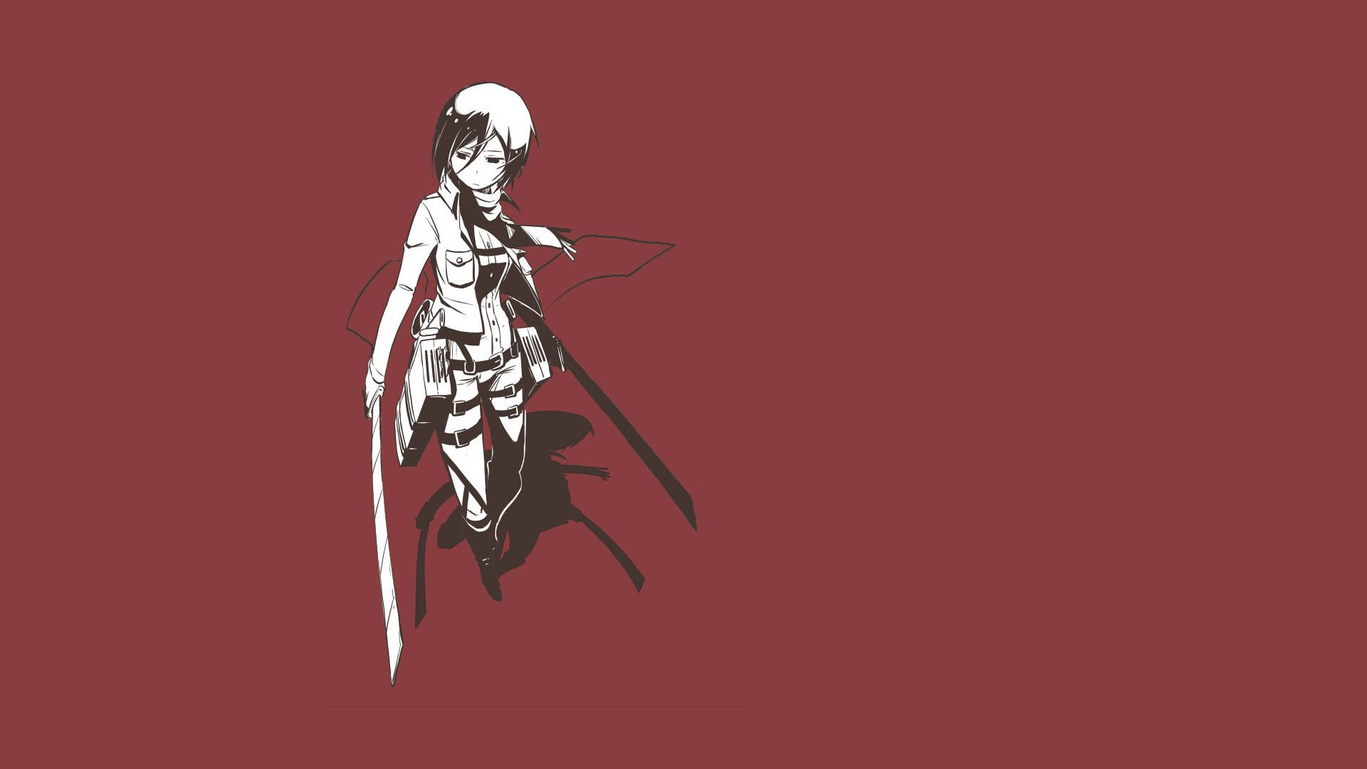 Mikasa Ackerman In Black And White Background
