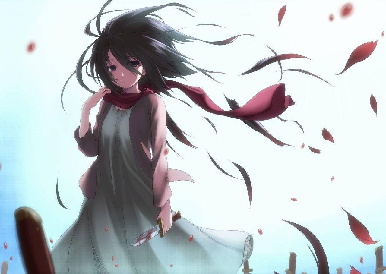 Mikasa Ackerman In Dress Background