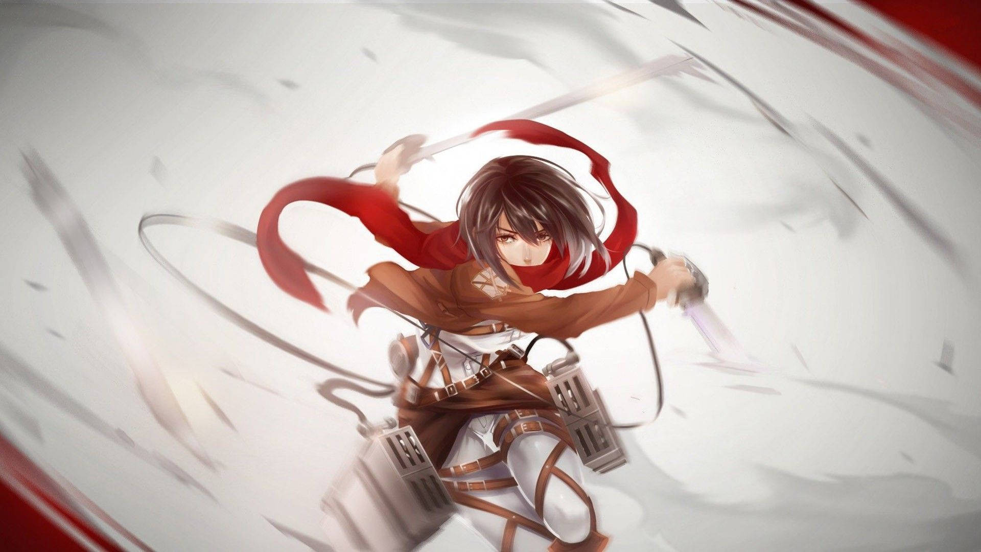 Mikasa Ackerman Swinging Her Swords Background