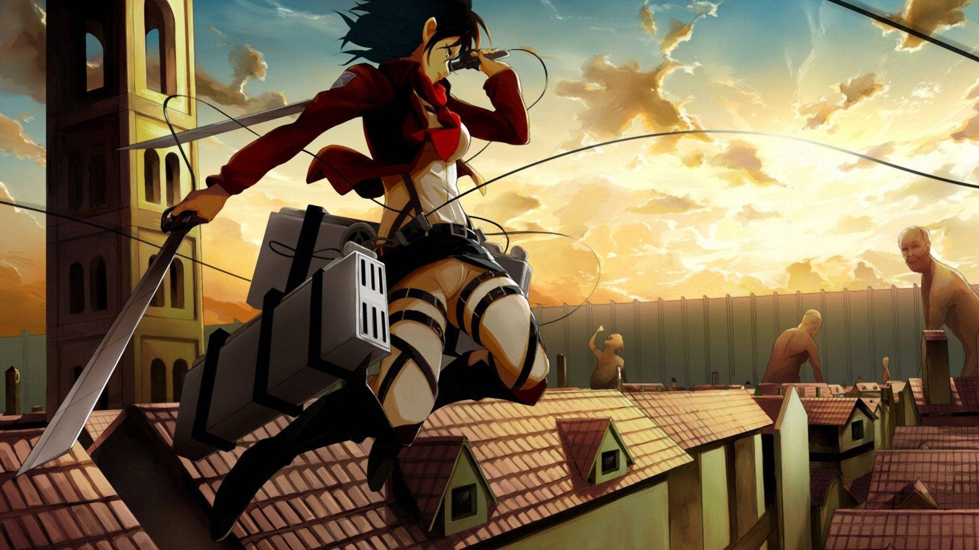 Mikasa Against Titans Background