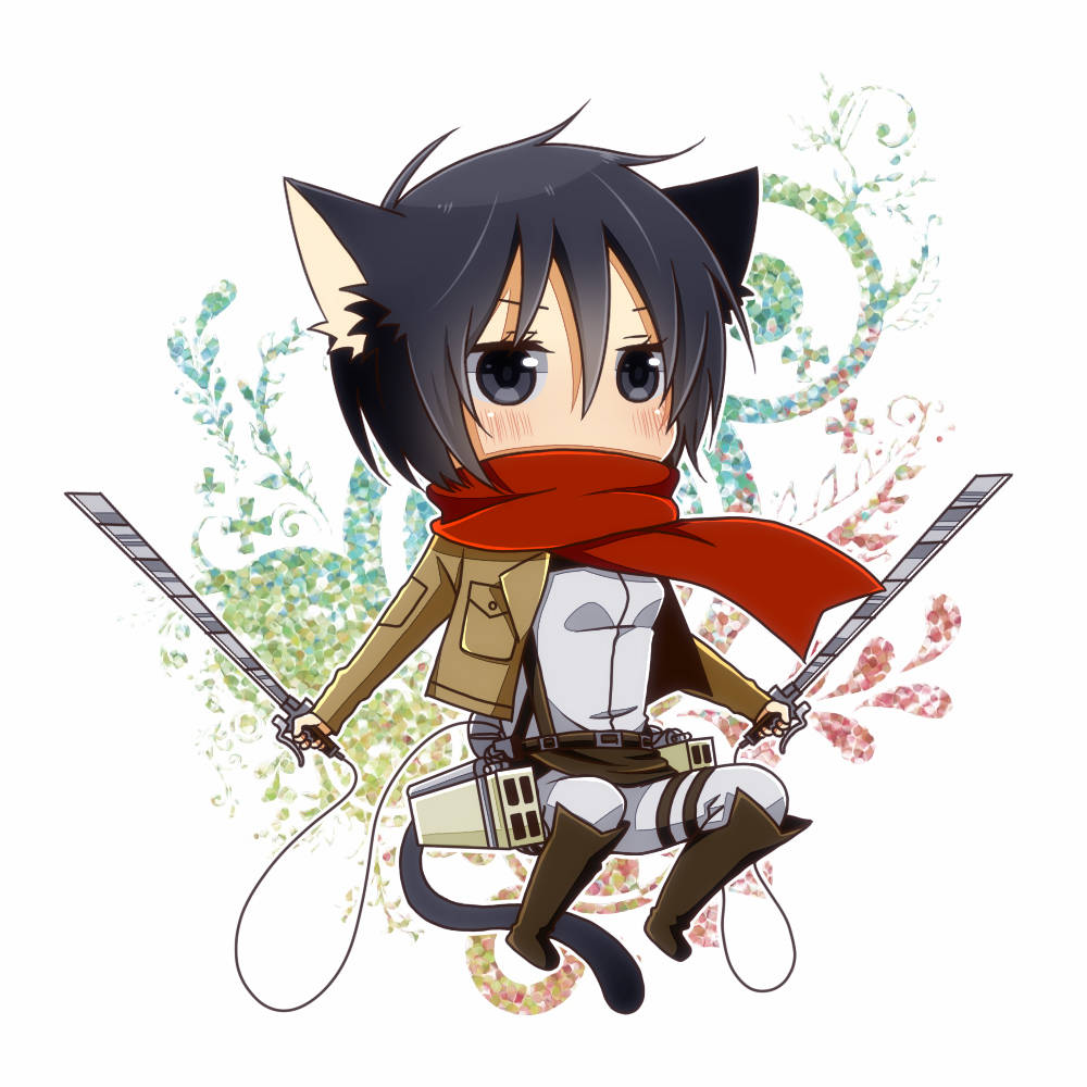 Mikasa Cute Cat Ears Background