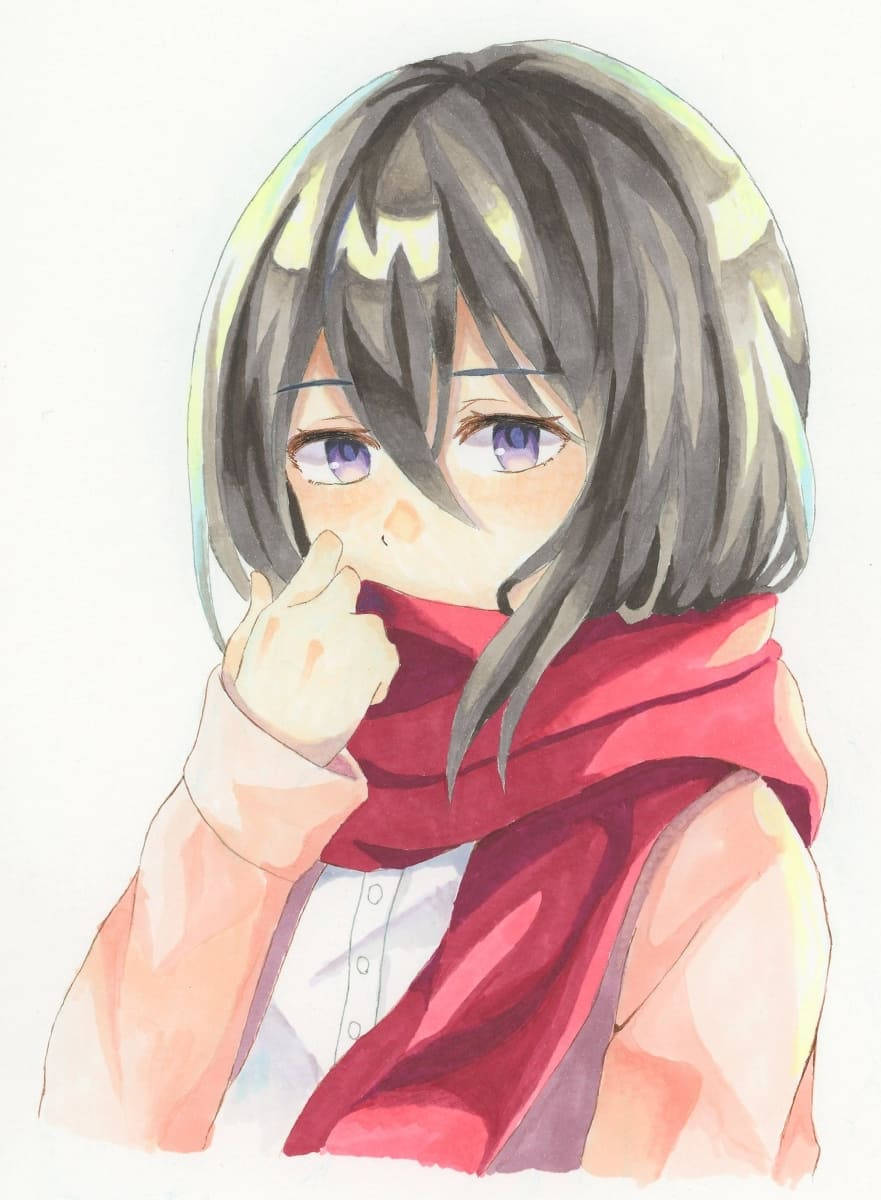 Mikasa Cute Colored Drawing Background