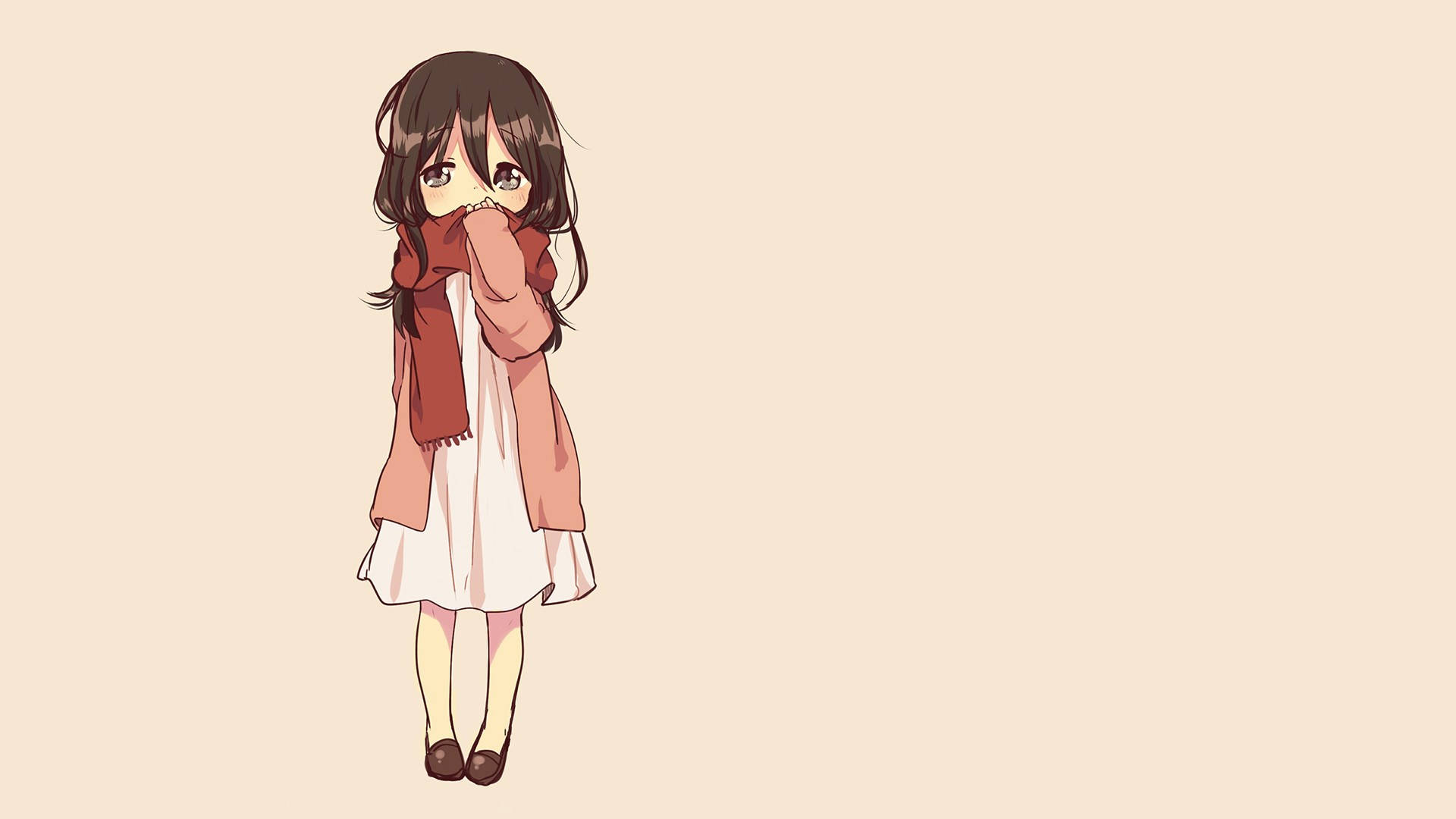 Mikasa Cute Dress With Scarf Background