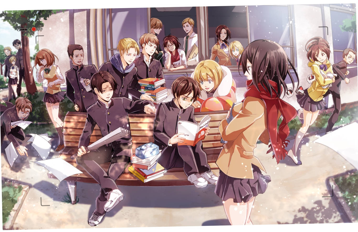 Mikasa Cute Modern School Setting Background