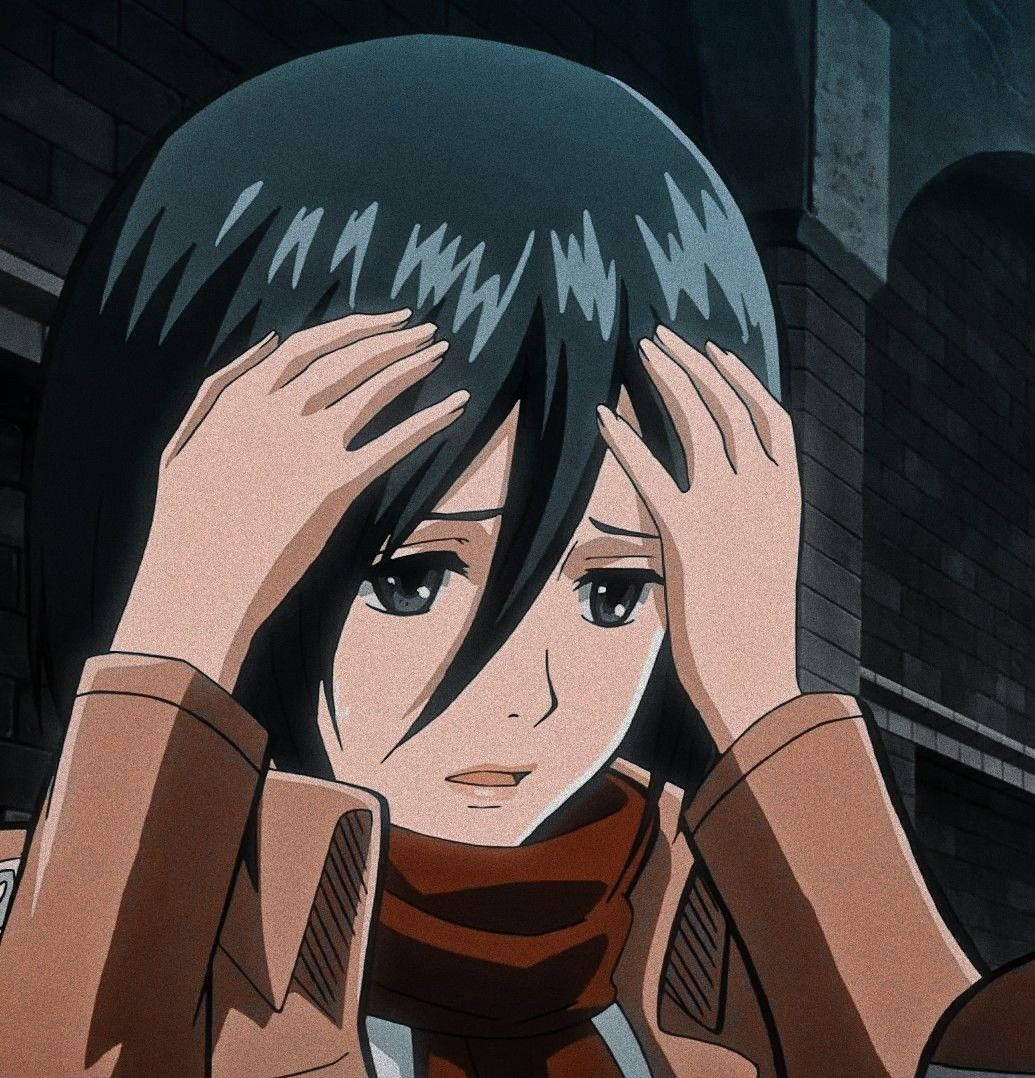 Mikasa Cute Worried Look Background