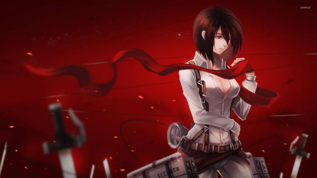 Mikasa Red Scarf Background