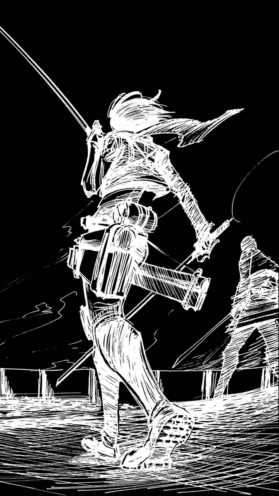 Mikasa Sketch Attack On Titan Iphone Background