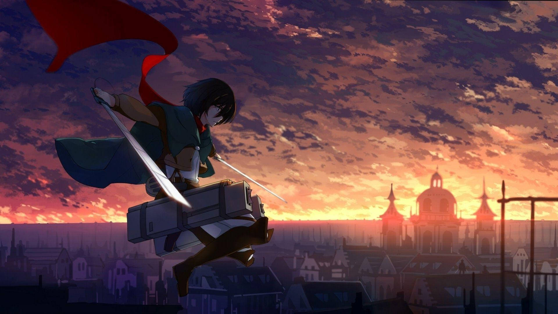 Mikasa Sunset Scene Background