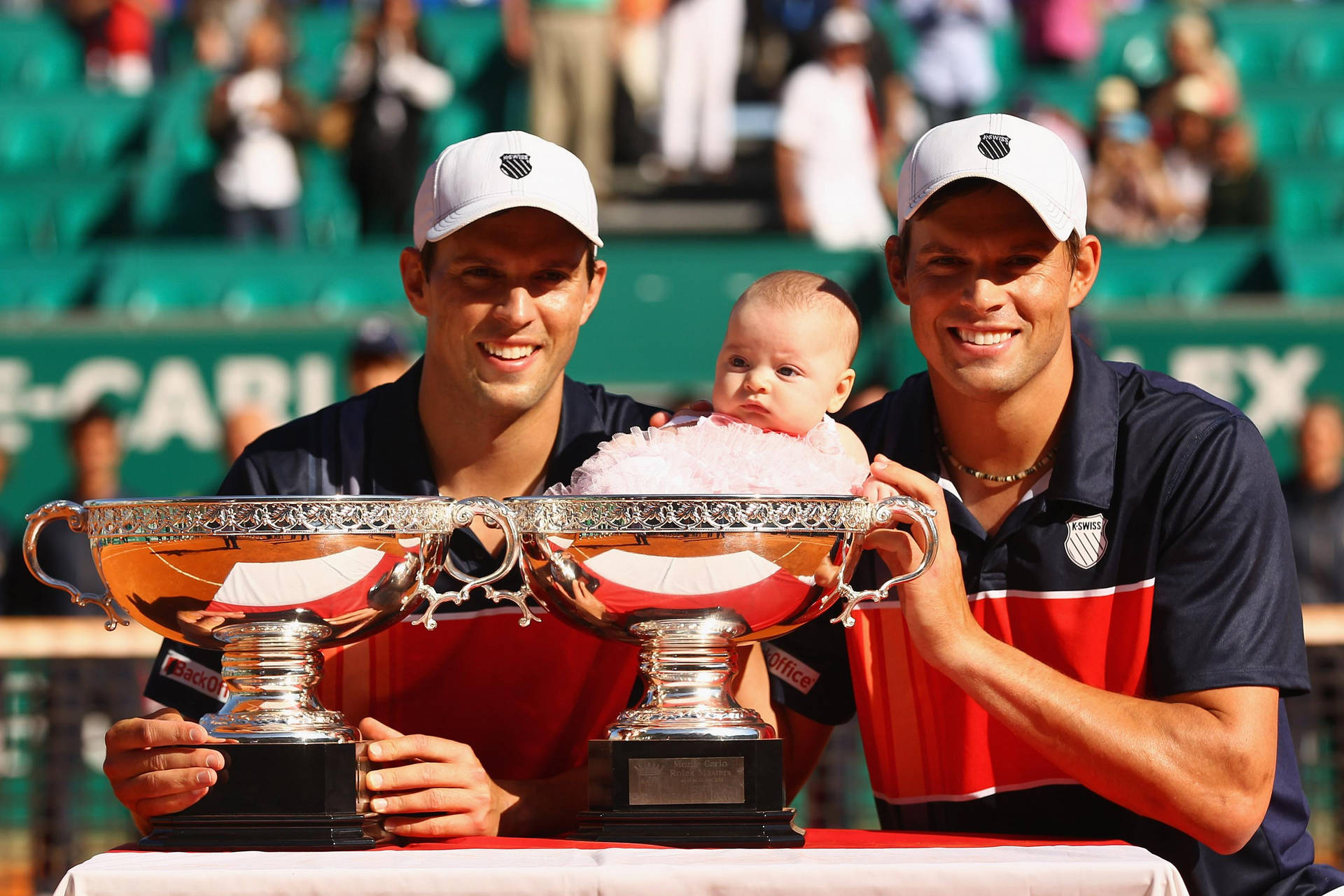 Mike Bob Bryan With Trophies Baby