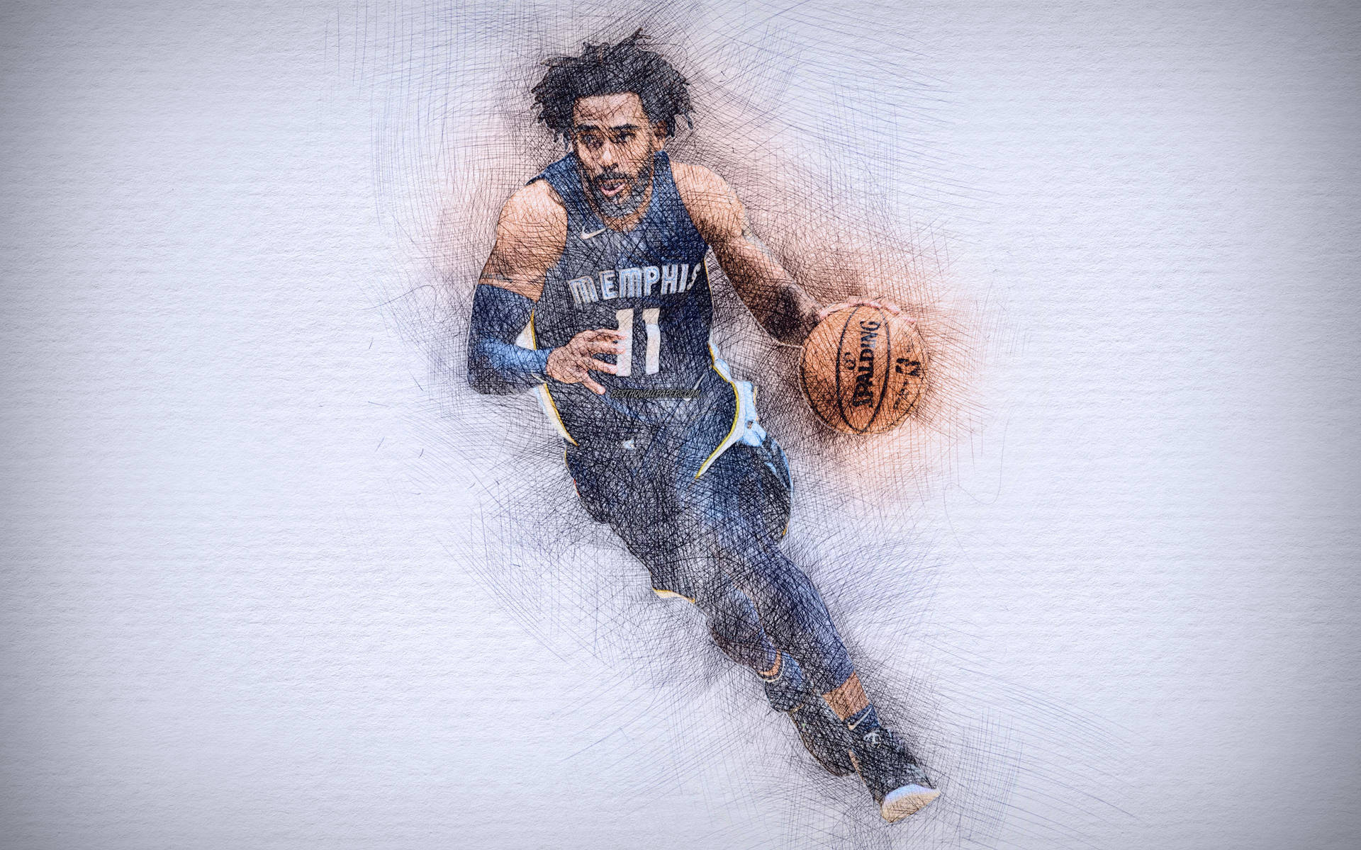 Mike Conley Sketch Art Background