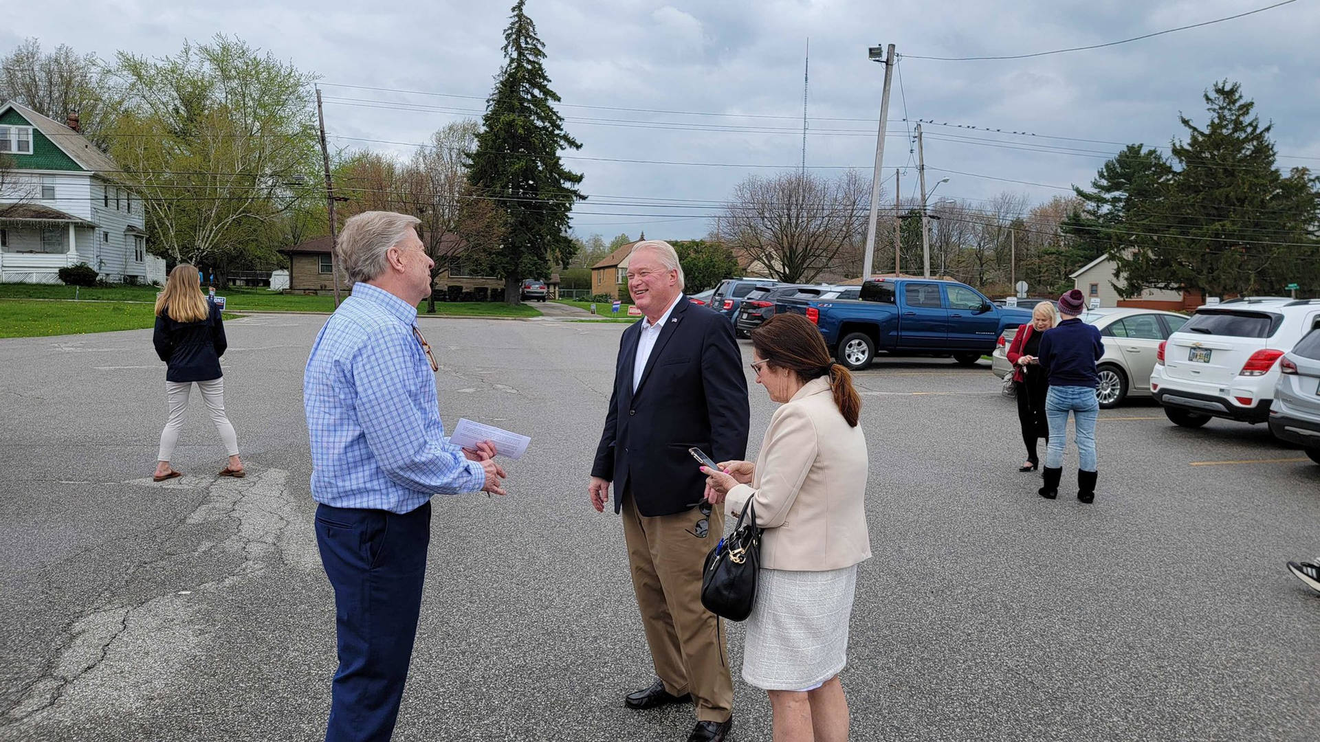 Mike Gibbons With Citizens At Parking Lot