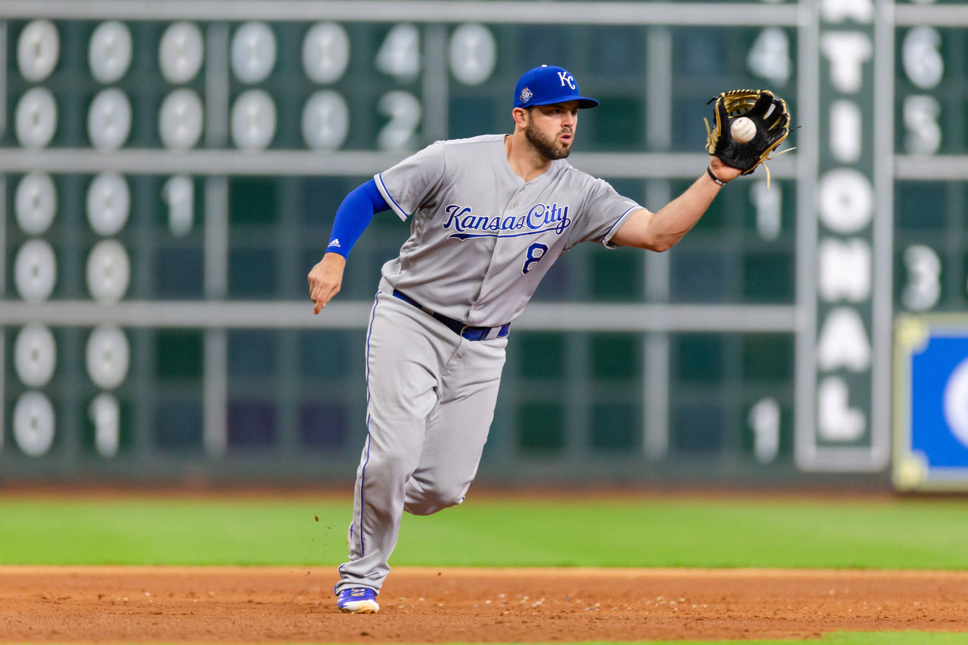 Mike Moustakas Ball Caught Background