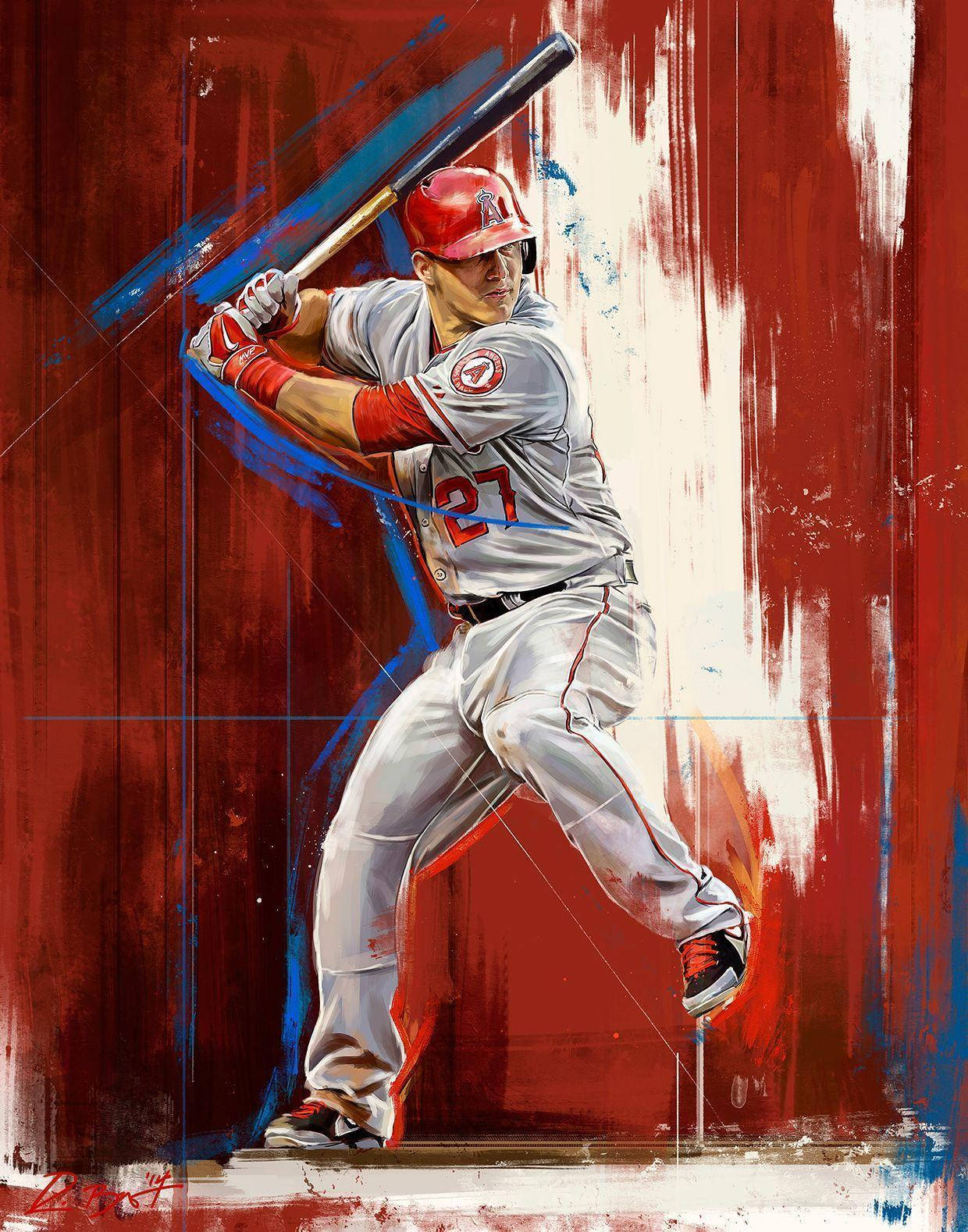 Mike Trout Illustrated Print Background