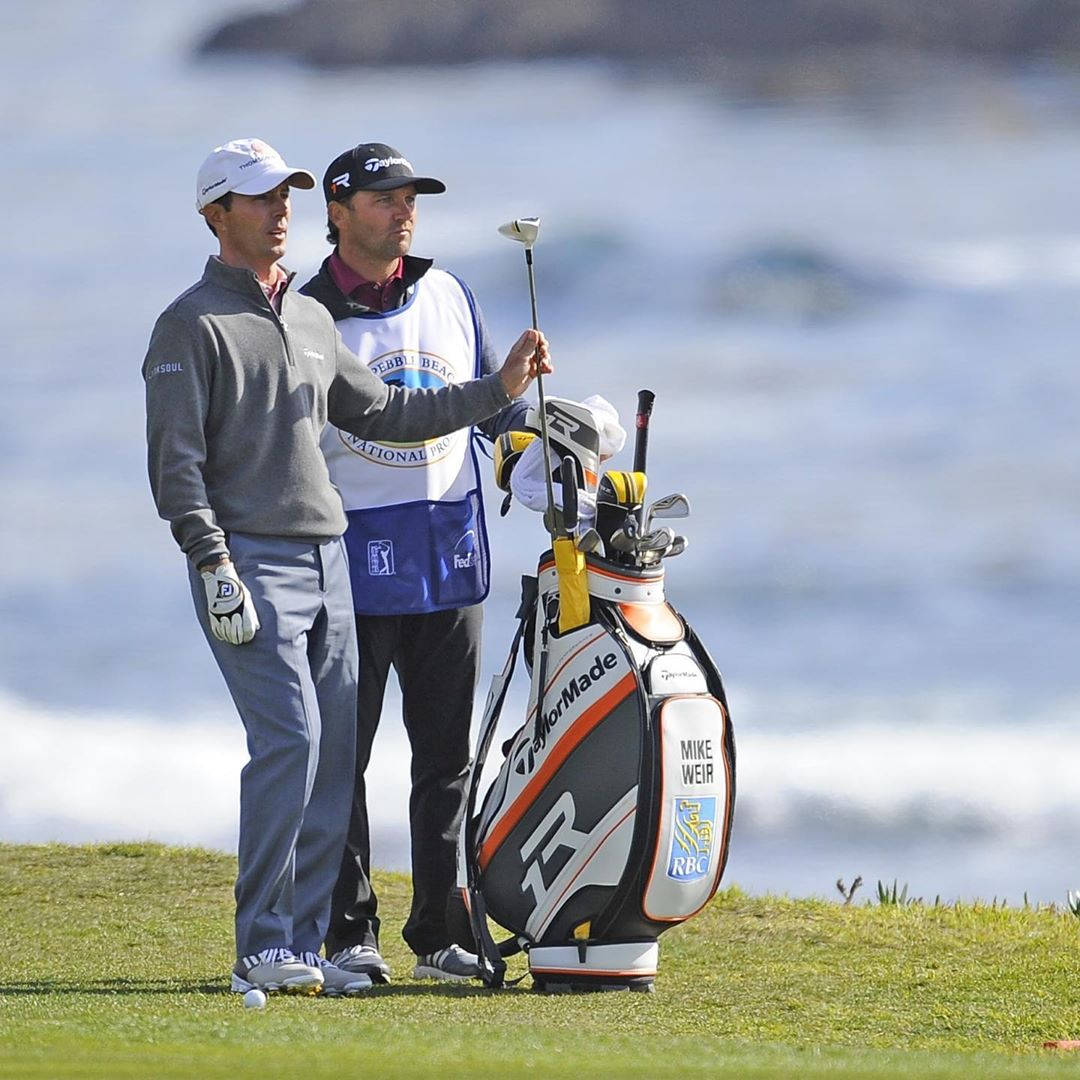 Mike Weir With His Caddie Background