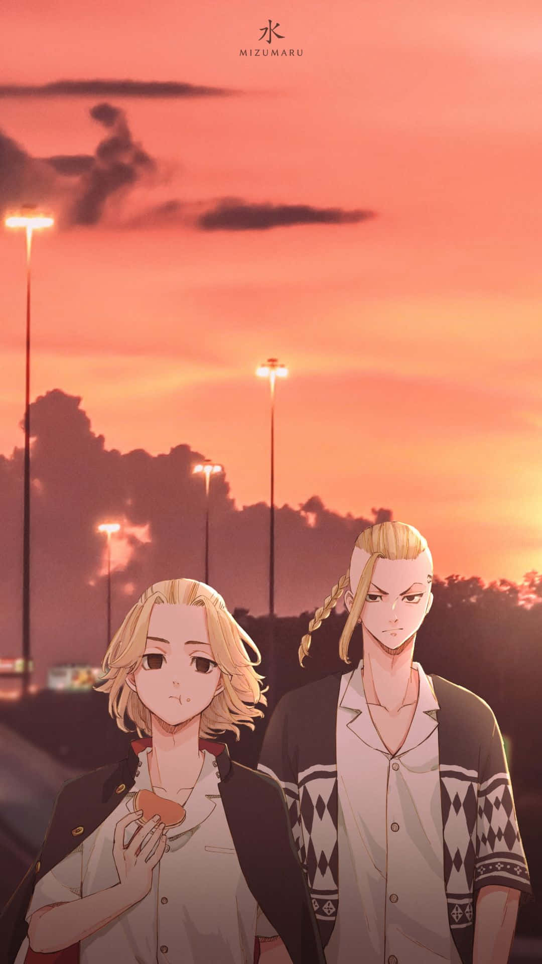 Mikey And Draken Sunset Sky Tokyo Revengers Anime Background