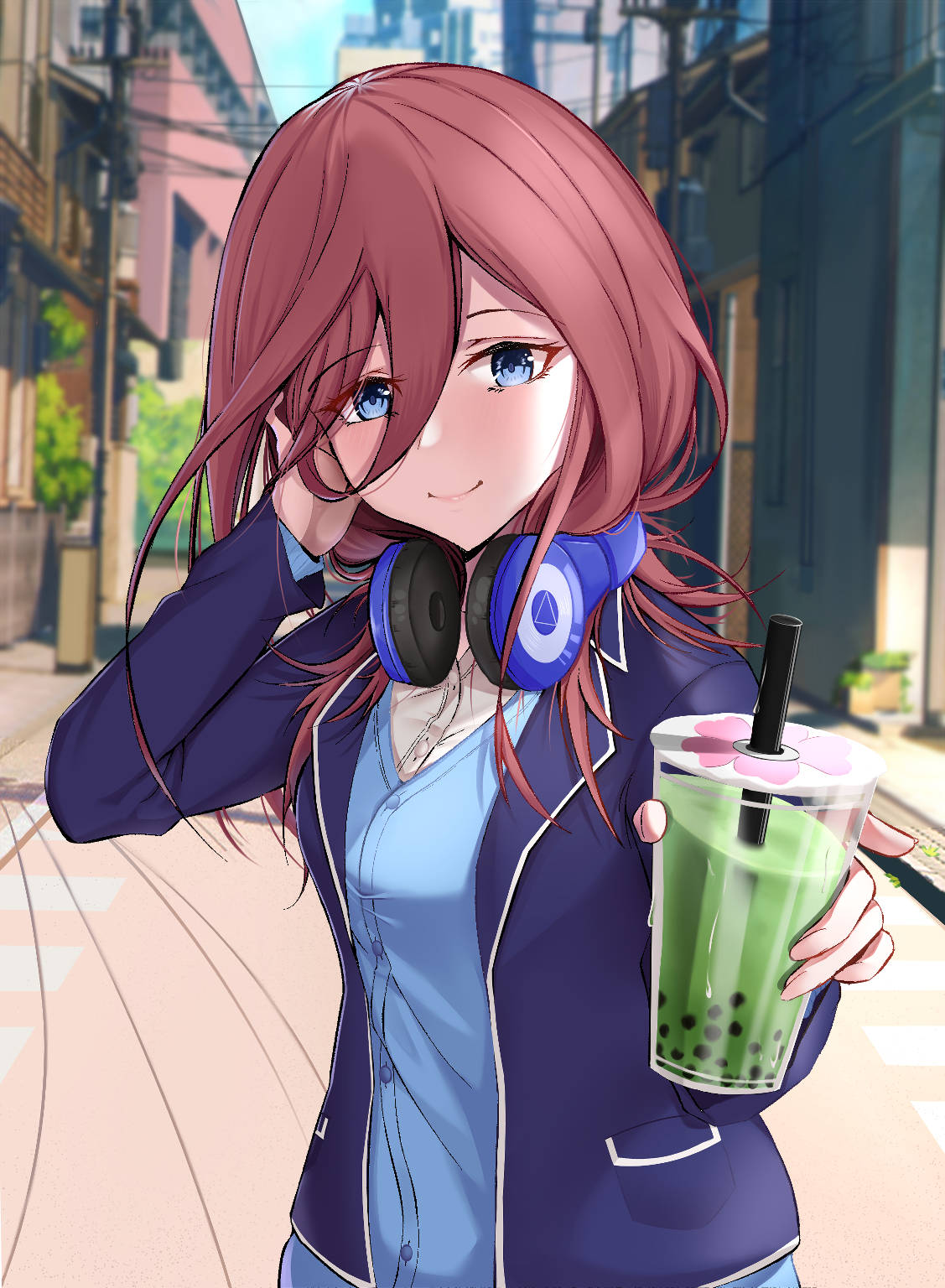 Miku Nakano Offering Milk Tea Background
