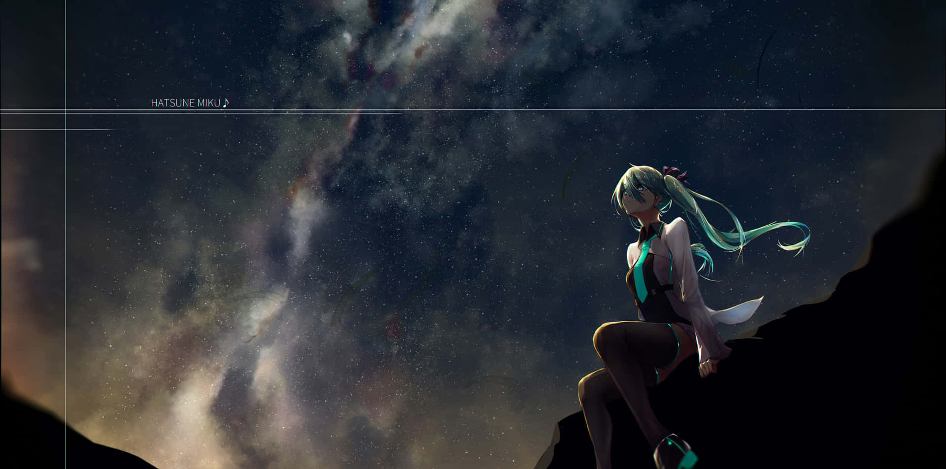 Miku Wearing Thigh Highs Under Stars