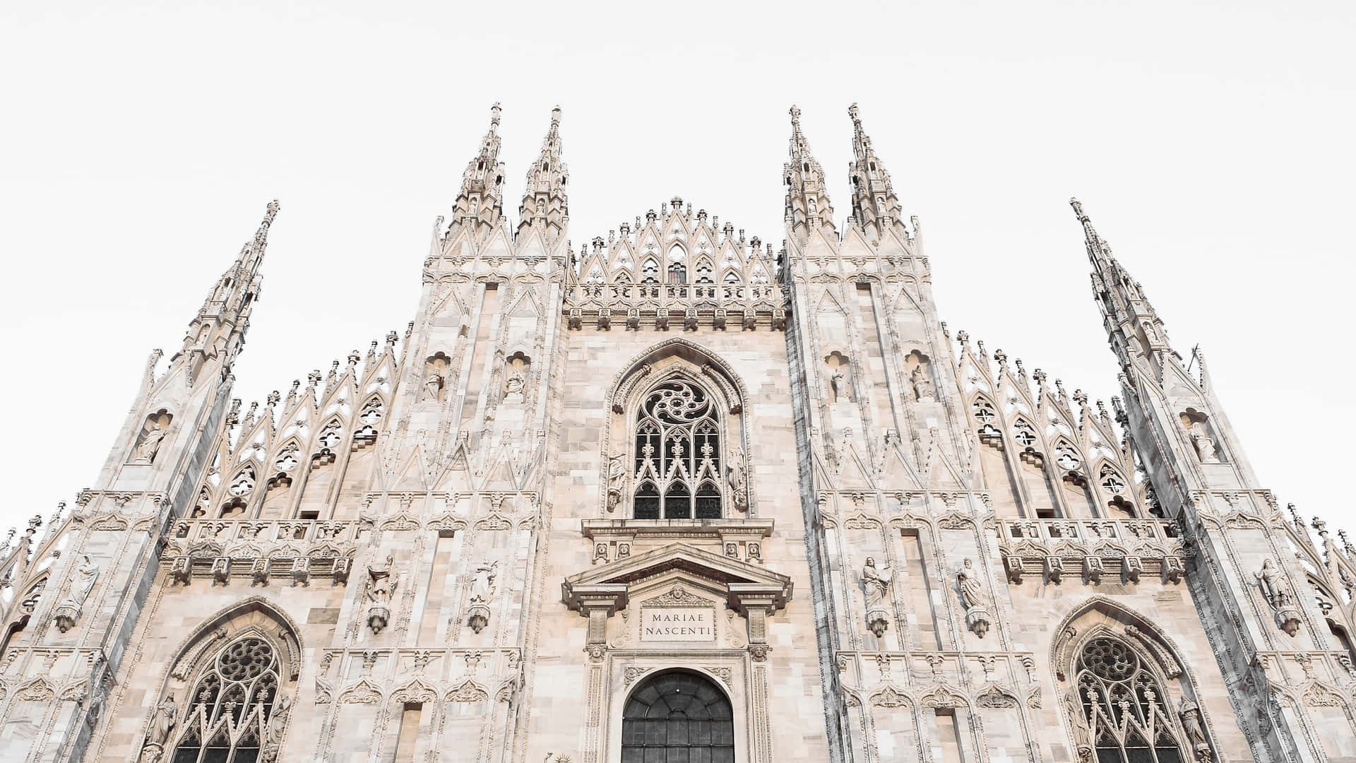 Milan Cathedral Against White Beautiful Sky